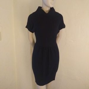 Loft Black Wool Cowl Neck Sweater Dress; Size SP